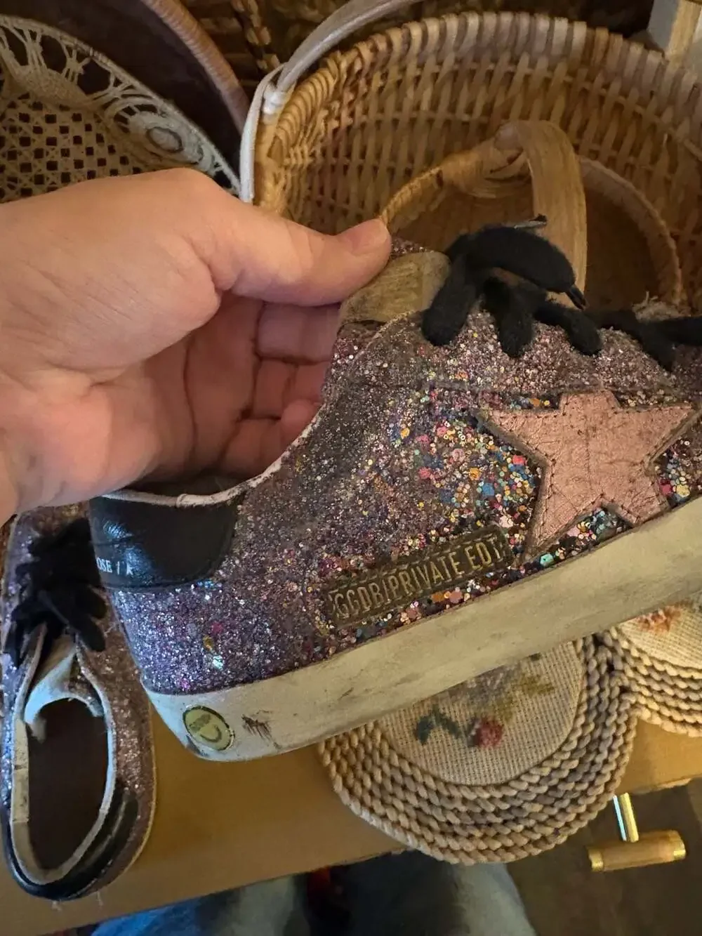 Girls Golden Goose Super-Star Glitter Private Edition Sneakers
